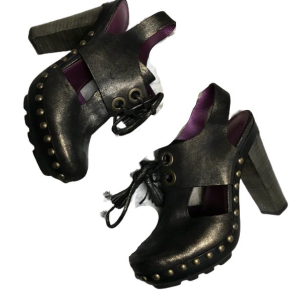 *Sold*Coach Poppy Rena Leather Platform Heels Sz 9.5 B - Picture 1 of 15